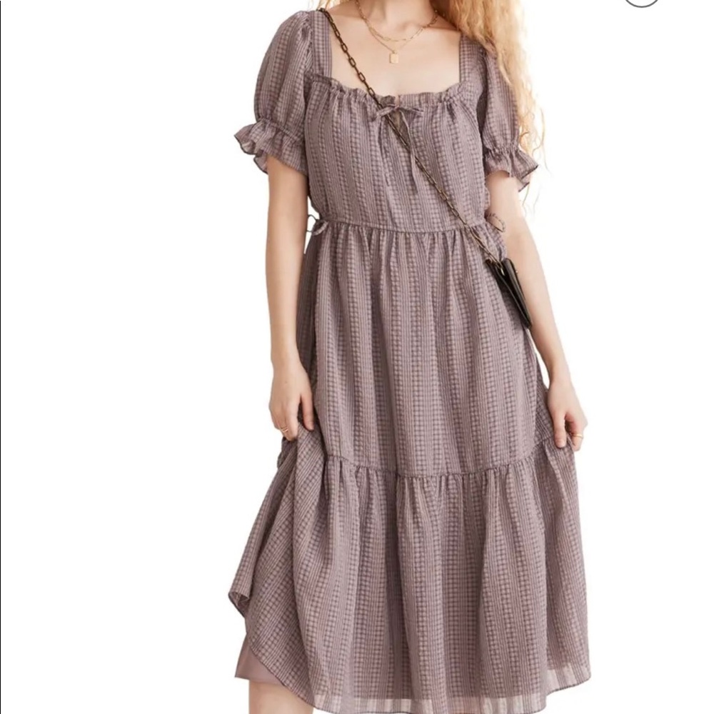 NWT MADEWELL Square Neck Tiered Midi Dress